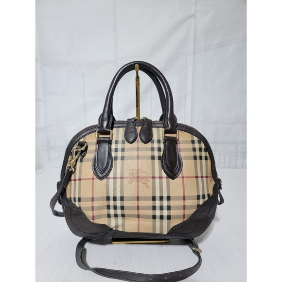 BURBERRYHaymarket Check Small Orchard Bowling Bag Chocolate - Picture 1 of 12